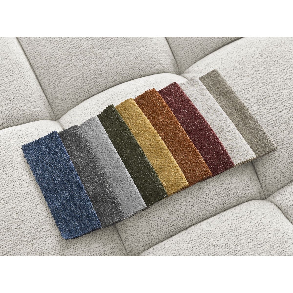 Canapé d'angle convertible 3 places en tissu chiné, EVEREST blanc, BOBOCHIC