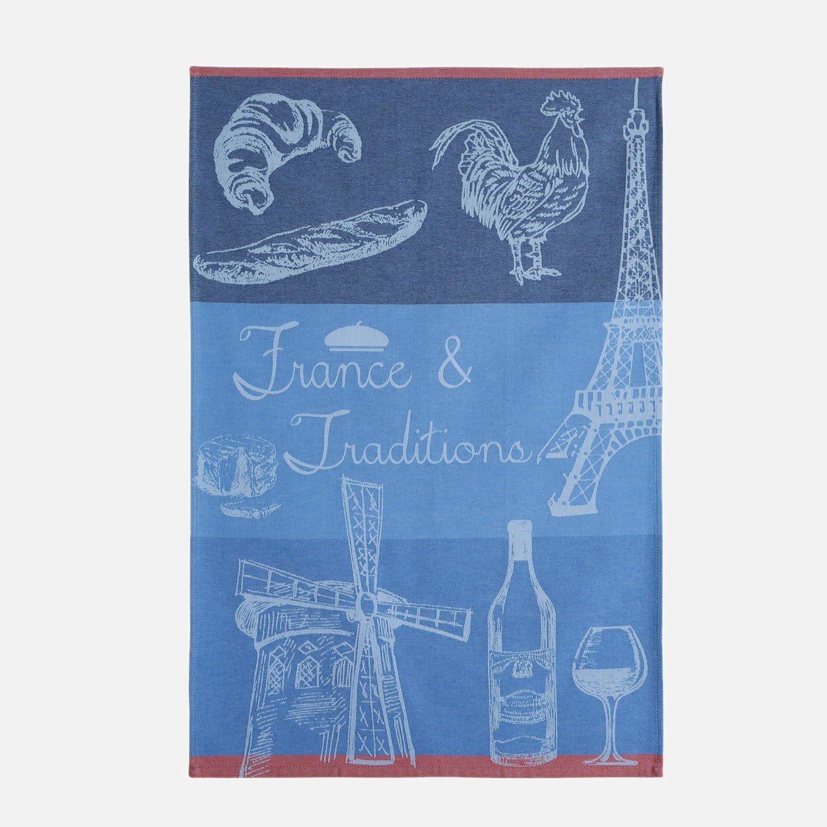 Torchon jacquard coton FRANCE ET TRADITIONS bleu, COUCKE