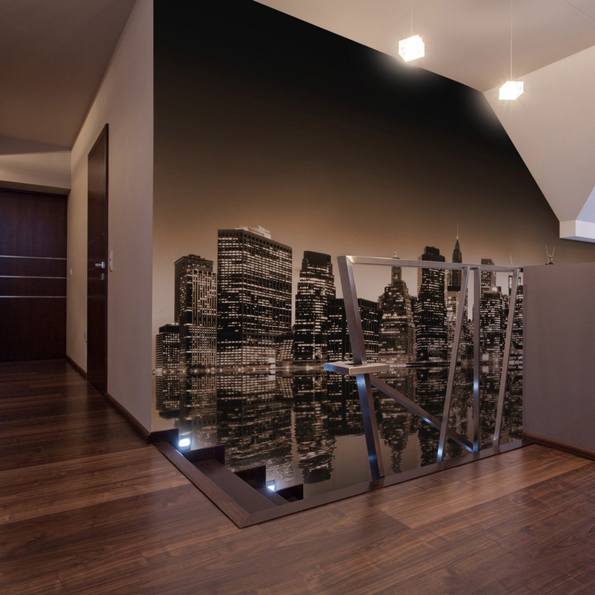 Papier peint intissé panoramique Ville et Architecture New York - sépia noir, EDEN