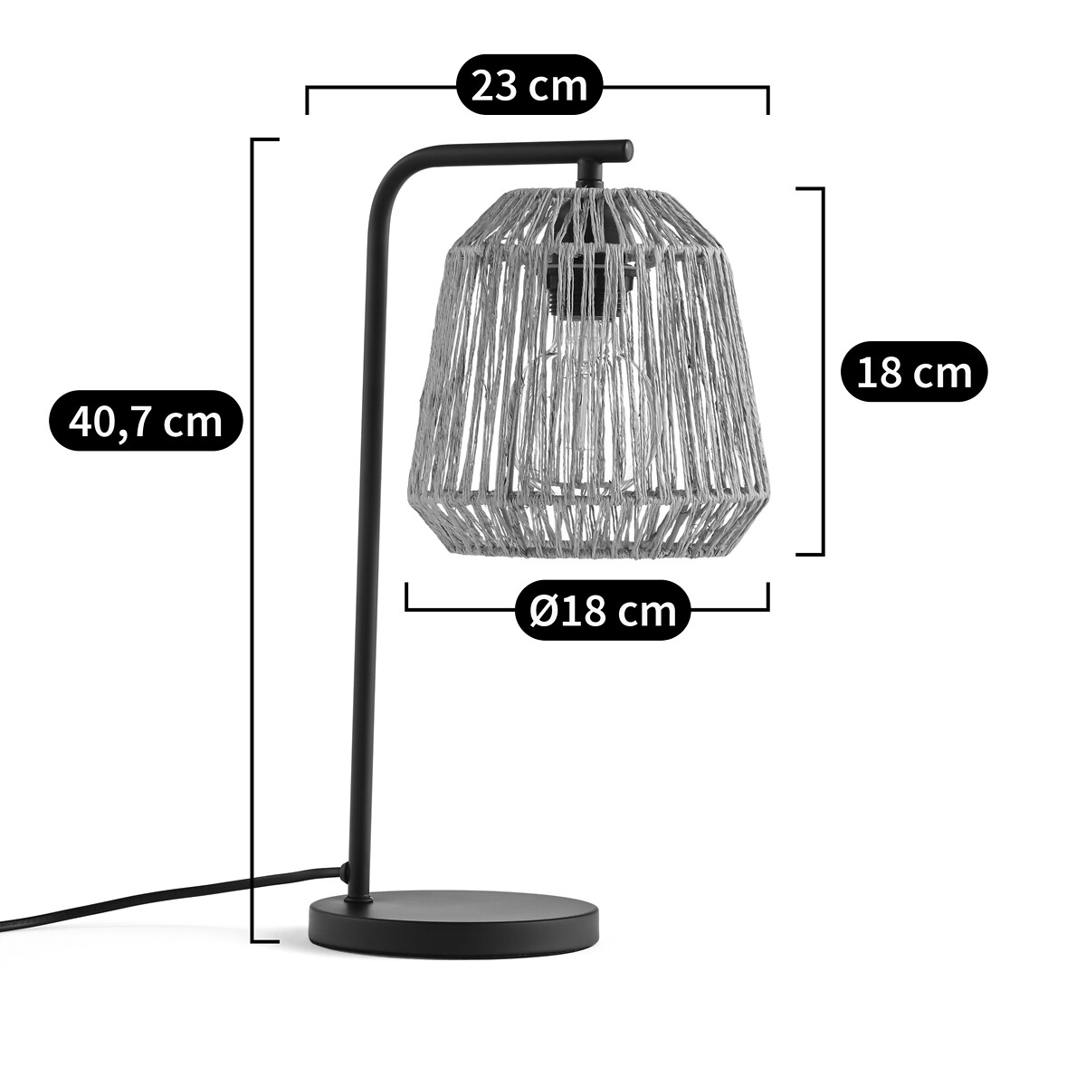 Lampe à poser, en métal fer et chanvre, YAKU naturel, LA REDOUTE INTERIEURS