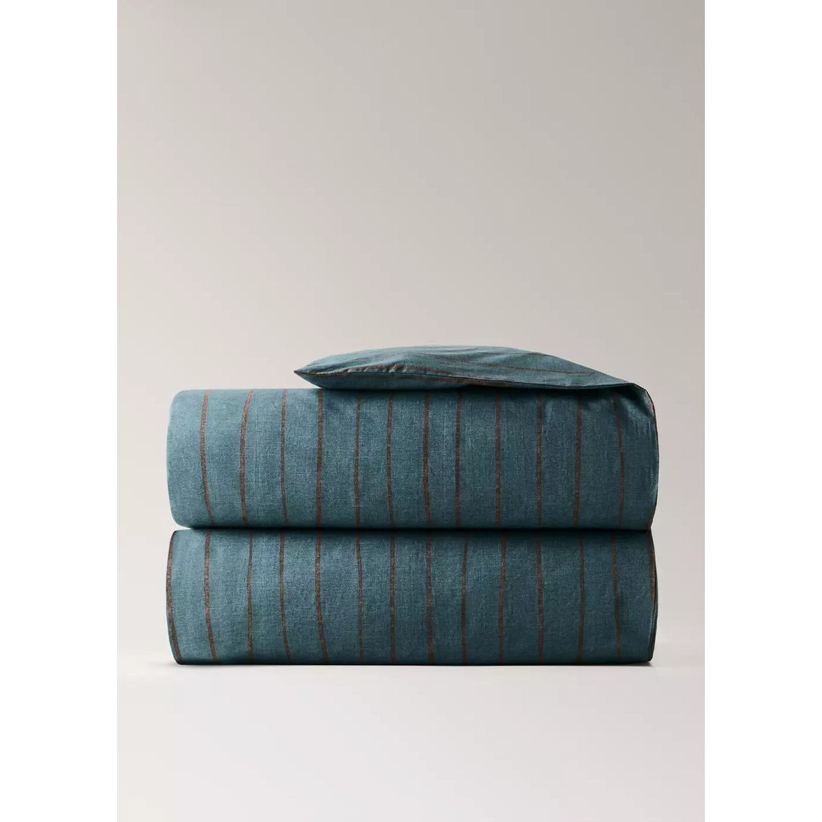 Housse de couette 100 % coton rayures lit 90 cm bleu pétrole, MANGO HOME