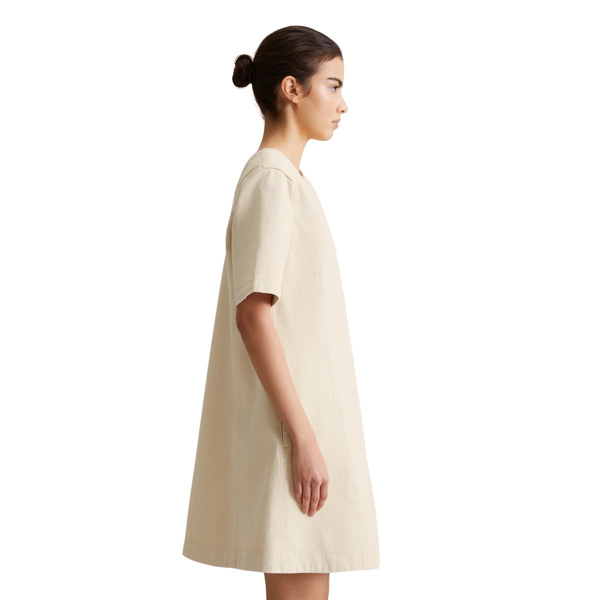 Mini-robe en jean relaxed en denim rigide sans élasthanne blanc, MARC O’POLO DENIM