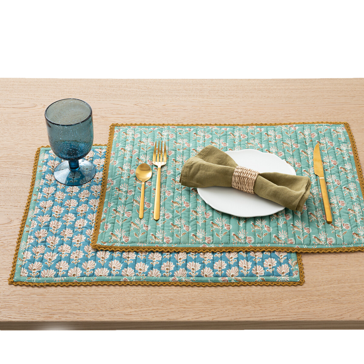 Lot de 2 sets de table voile de coton Nadesha imprimé, LA REDOUTE INTERIEURS