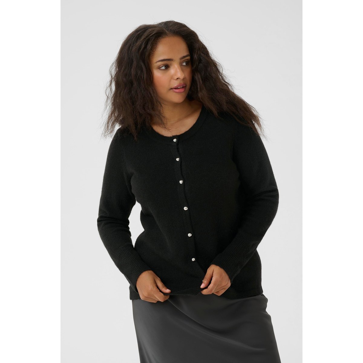 Cardigan à tricot noir black deep, KAFFE CURVE
