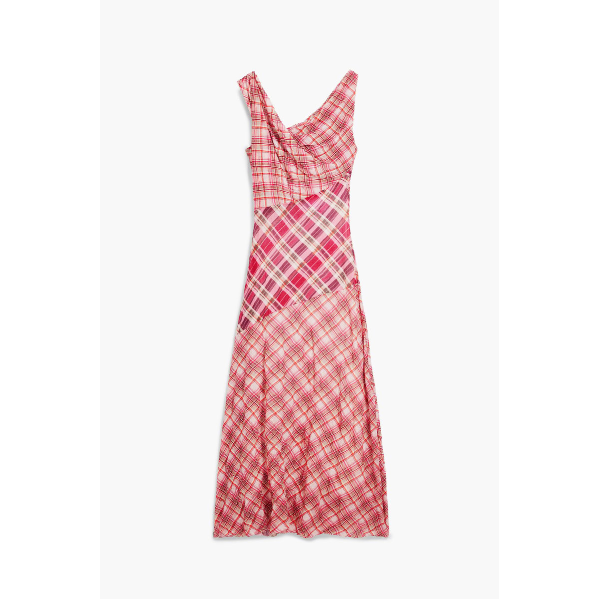Robe à bretelles à carreaux rouge, DESIGUAL