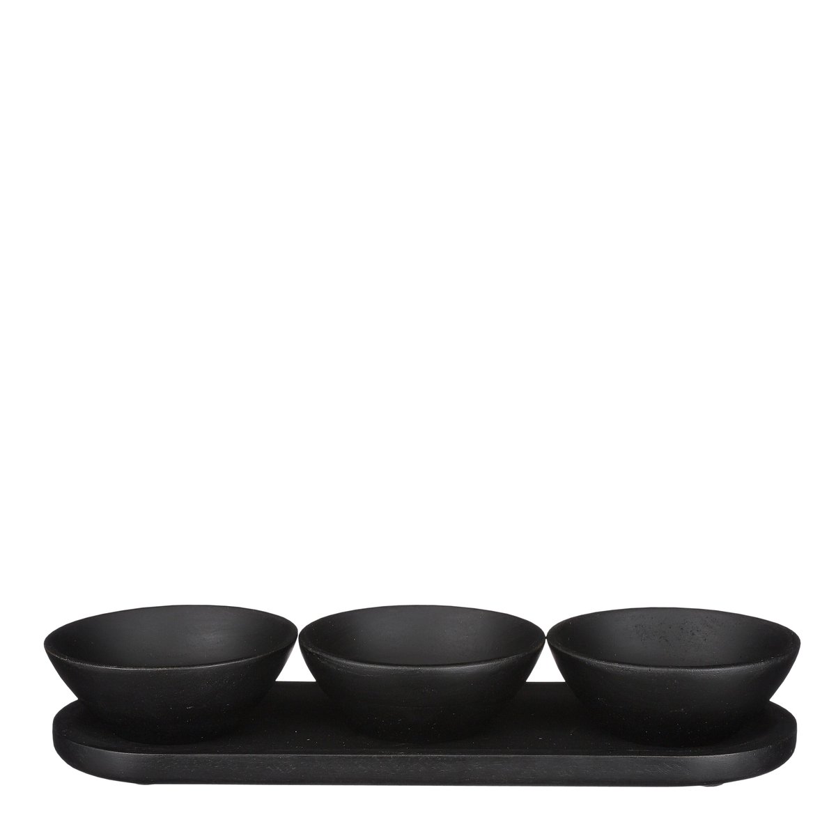 Plateau et ses 3 bols TOMAR noir, MICA DECORATIONS
