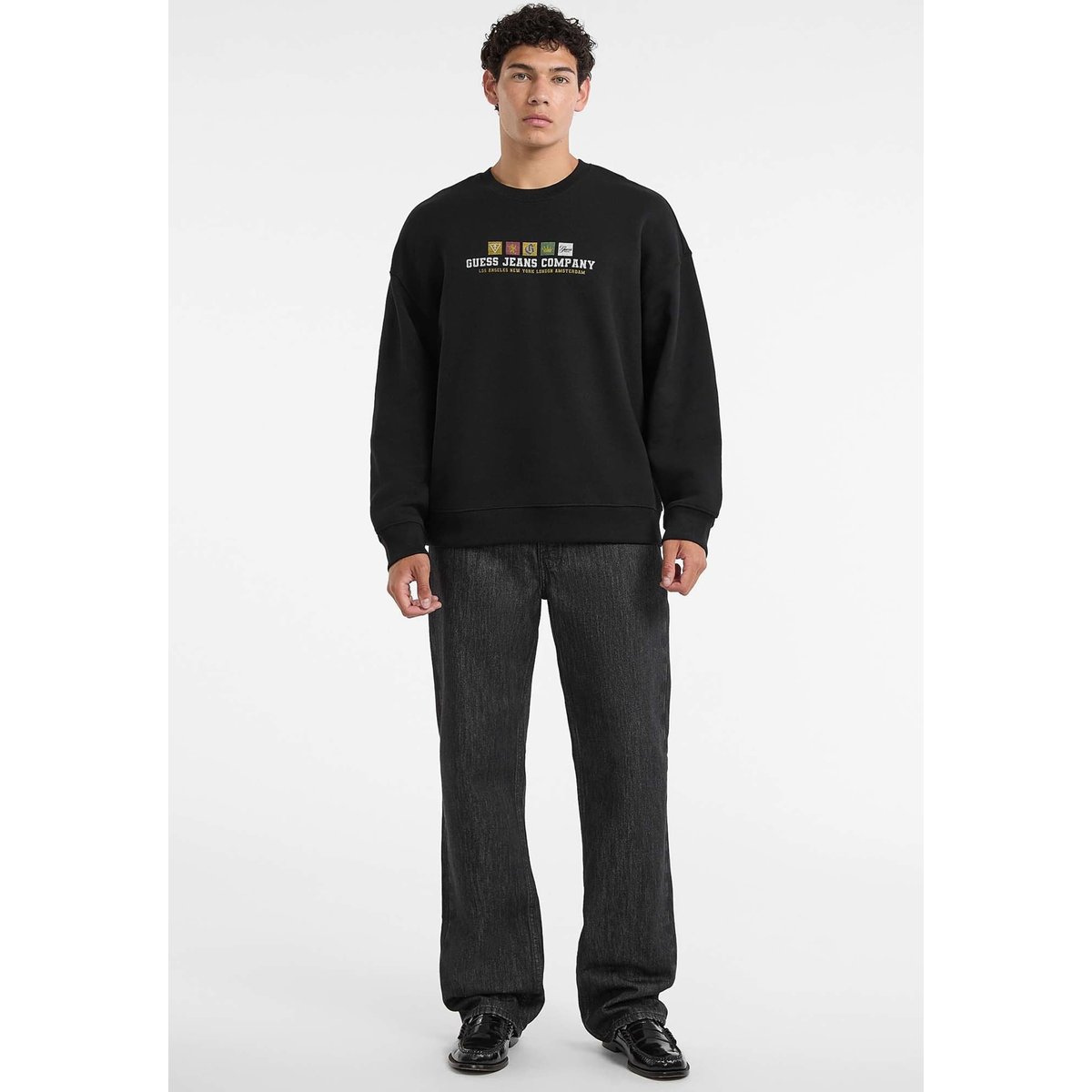 Sweat-Shirt Imprimé Frontal noir, GUESS JEANS