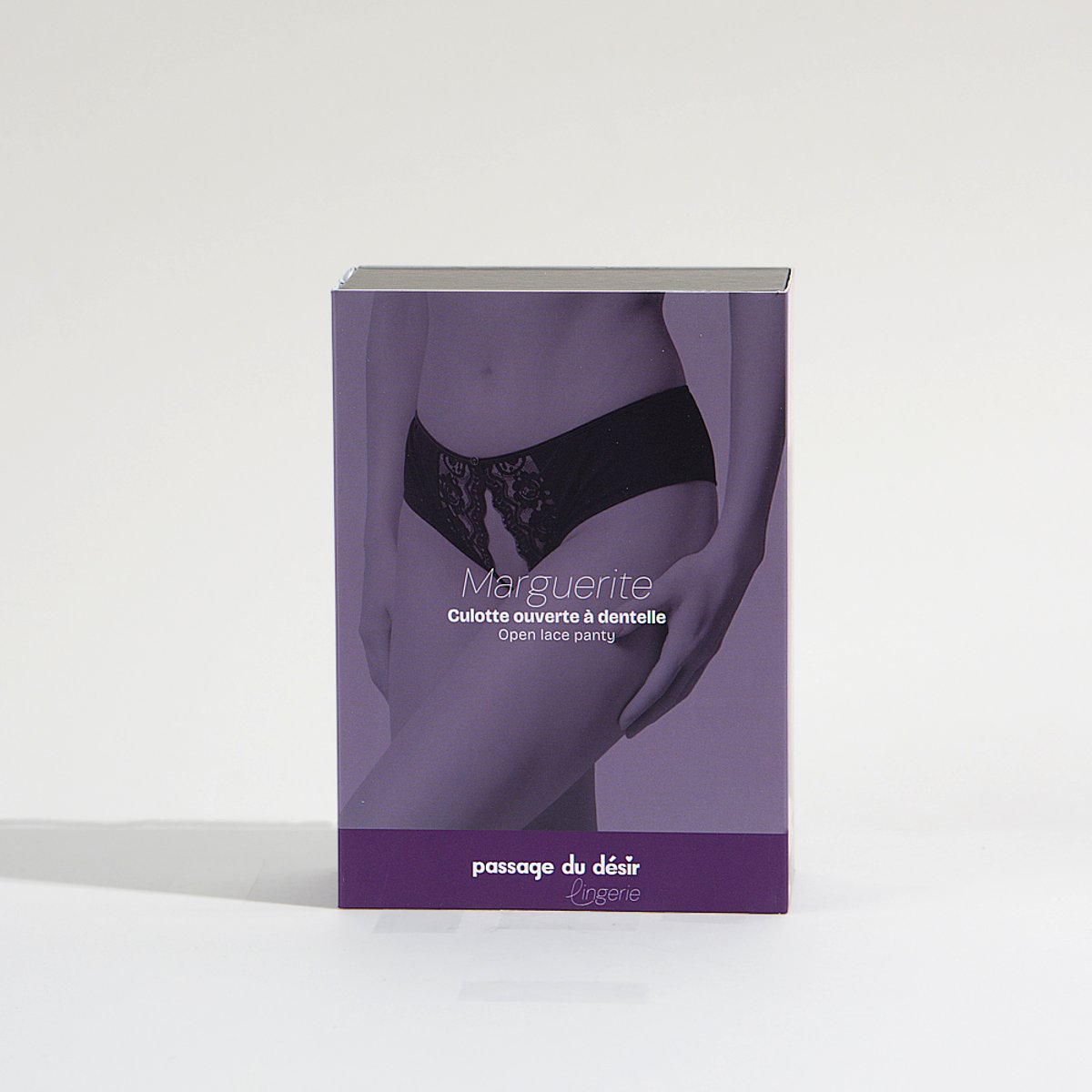 Culotte ouverte à dentelle Marguerite noir, PASSAGE DU DESIR LINGERIE