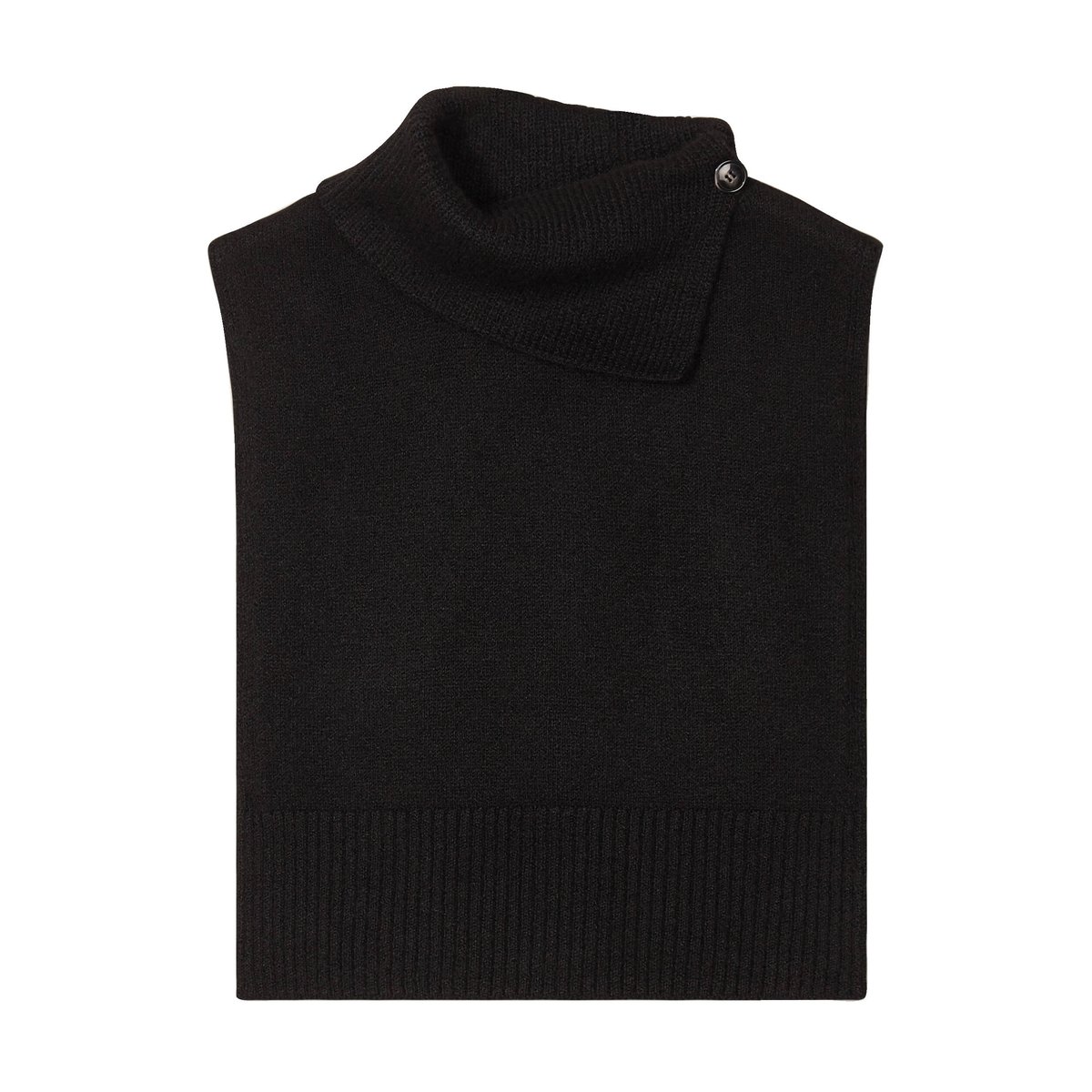 Plastron tricoté col boutonné noir, BREAL