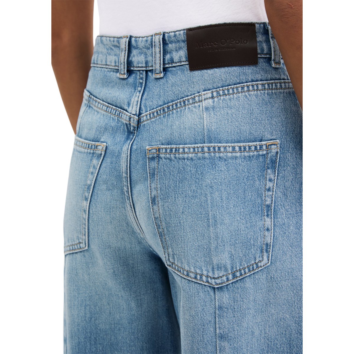 Jeans modèle Lara barrel cropped en pur coton bio bleu clair, MARC O'POLO