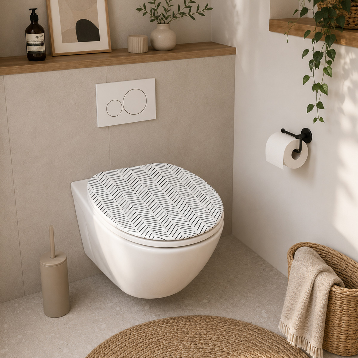 Abattant WC Thermodur Chevron - Frein de chute CHEVRON noir et blanc, GUY LEVASSEUR