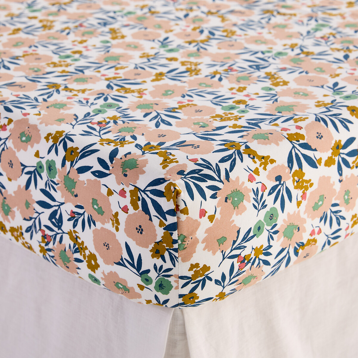 Drap housse en percale de coton bonnet 30 cm Ohara imprimé, LA REDOUTE INTERIEURS