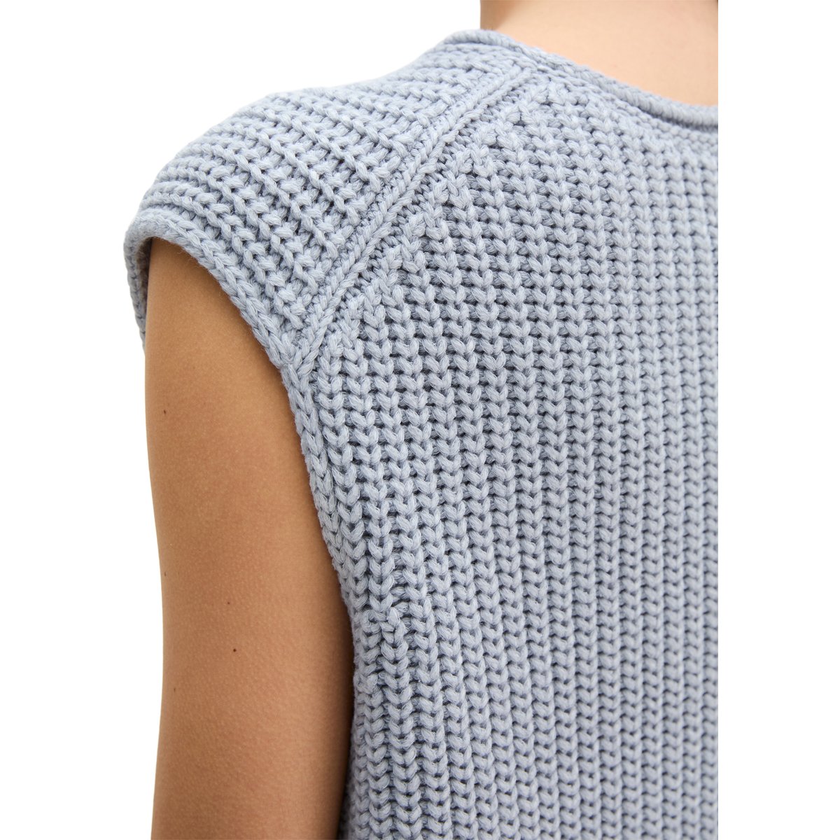 Pull sans manches loose en doux mélange de coton bio gris, MARC O'POLO