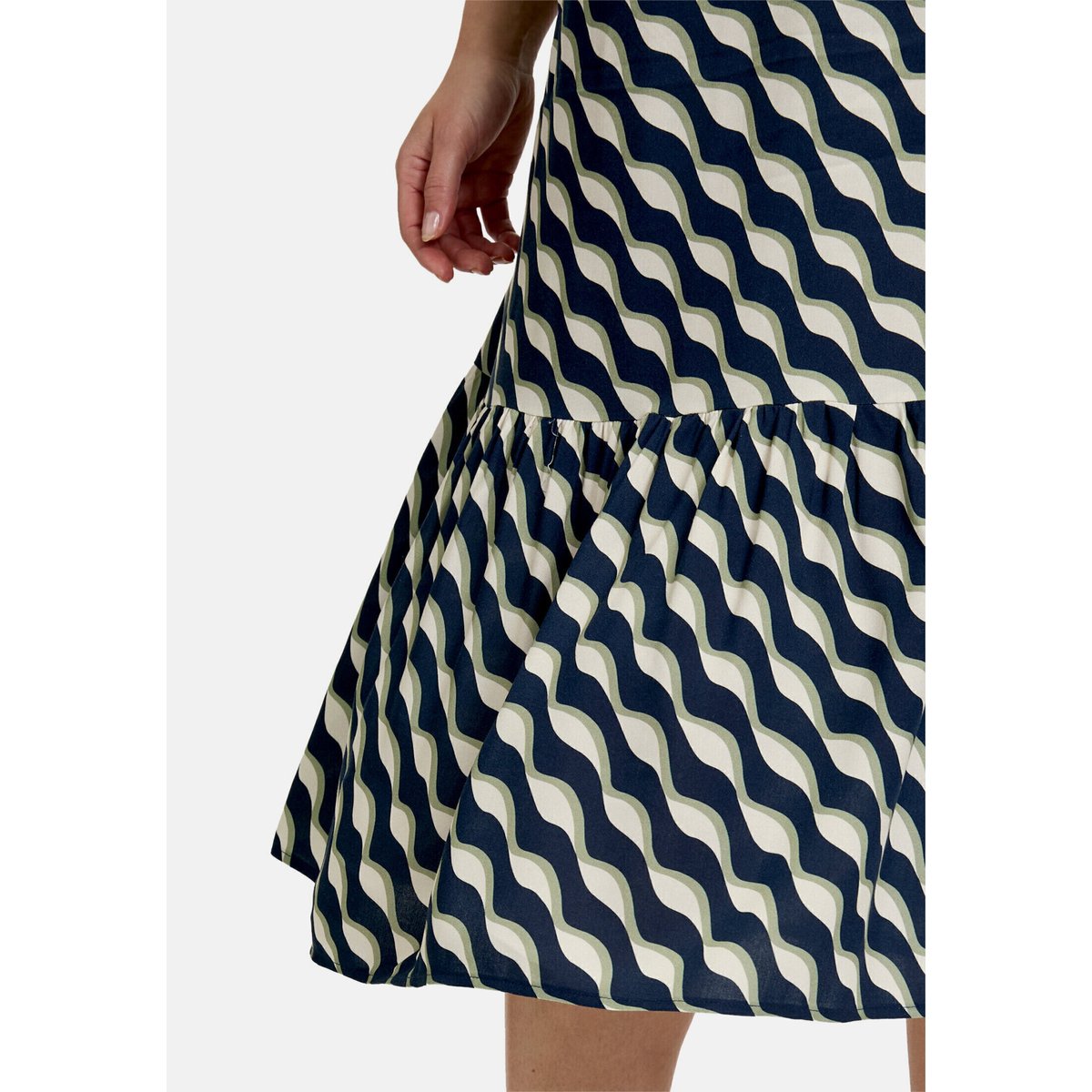 Robe à volants large encolure dark blue/green, BETTY BARCLAY