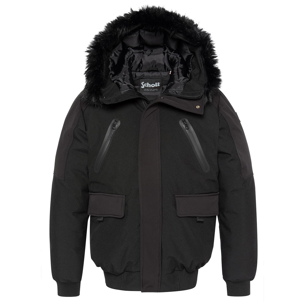 Blouson urban à capuche, soft shell noir, SCHOTT