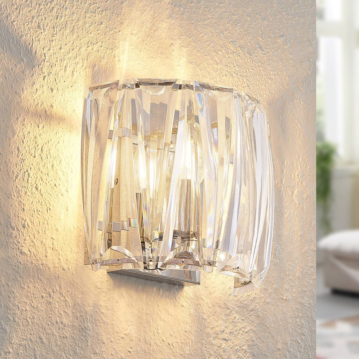 Applique, Sofia transparent, chrome, LINDBY