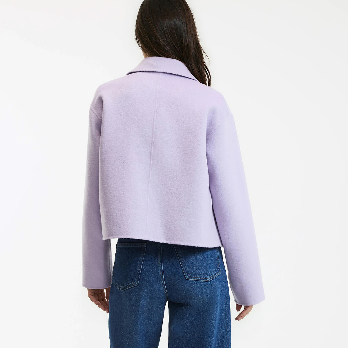 Manteau court fait main en laine mélangée violet parme, LA REDOUTE COLLECTIONS