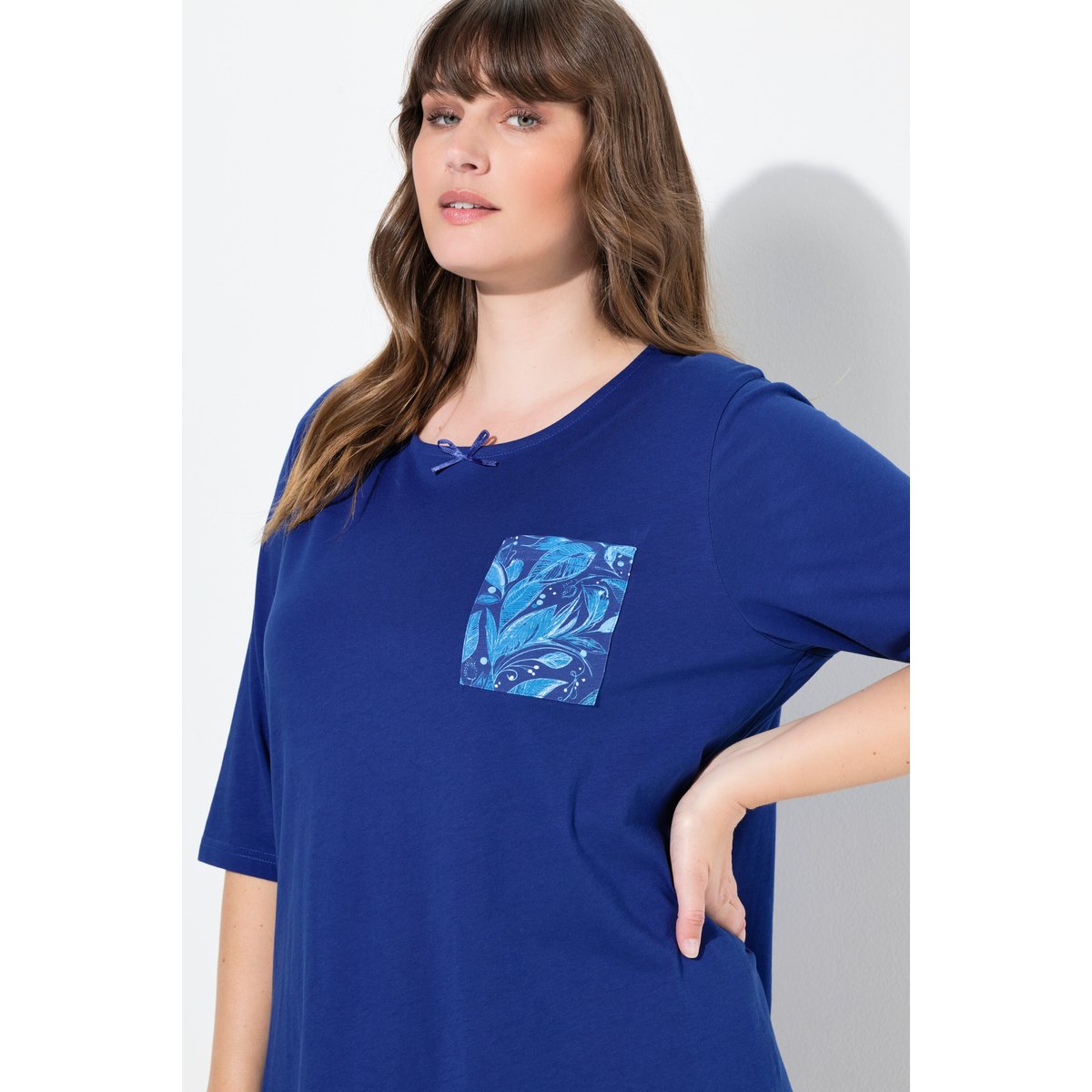 T-shirt de pyjama en coton bio indigo, ULLA POPKEN