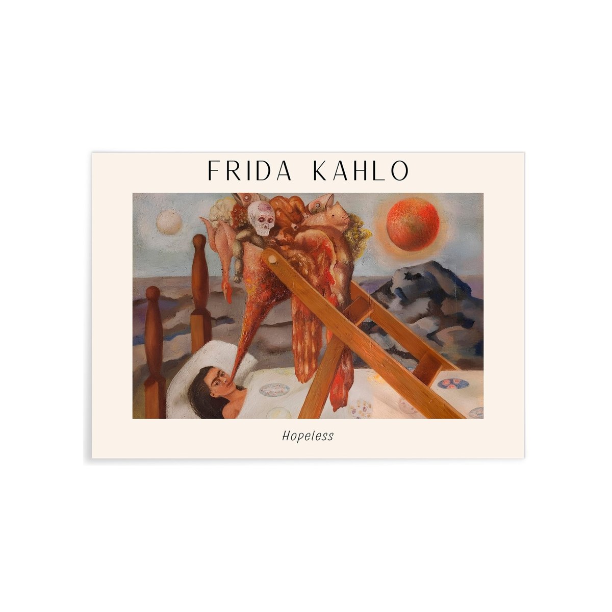 Affiche Frida Kahlo « Hopeless » blanc, L'AFFICHERIE