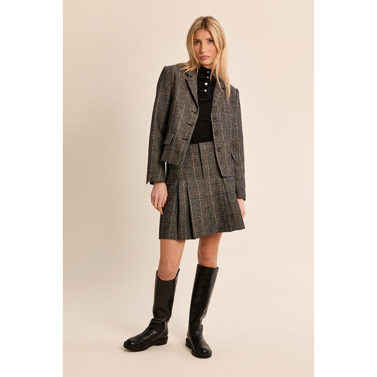 Blazer droit en lainage noir, MOLLY BRACKEN