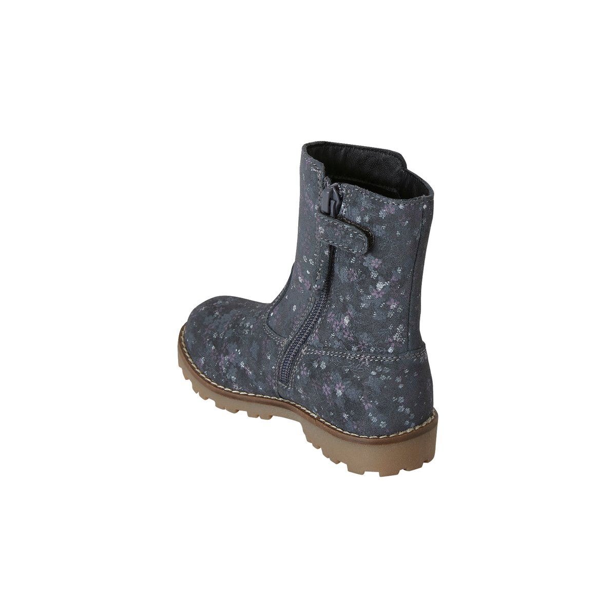 Bottes en cuir collection maternelle gris imprimé fleurs, VERTBAUDET