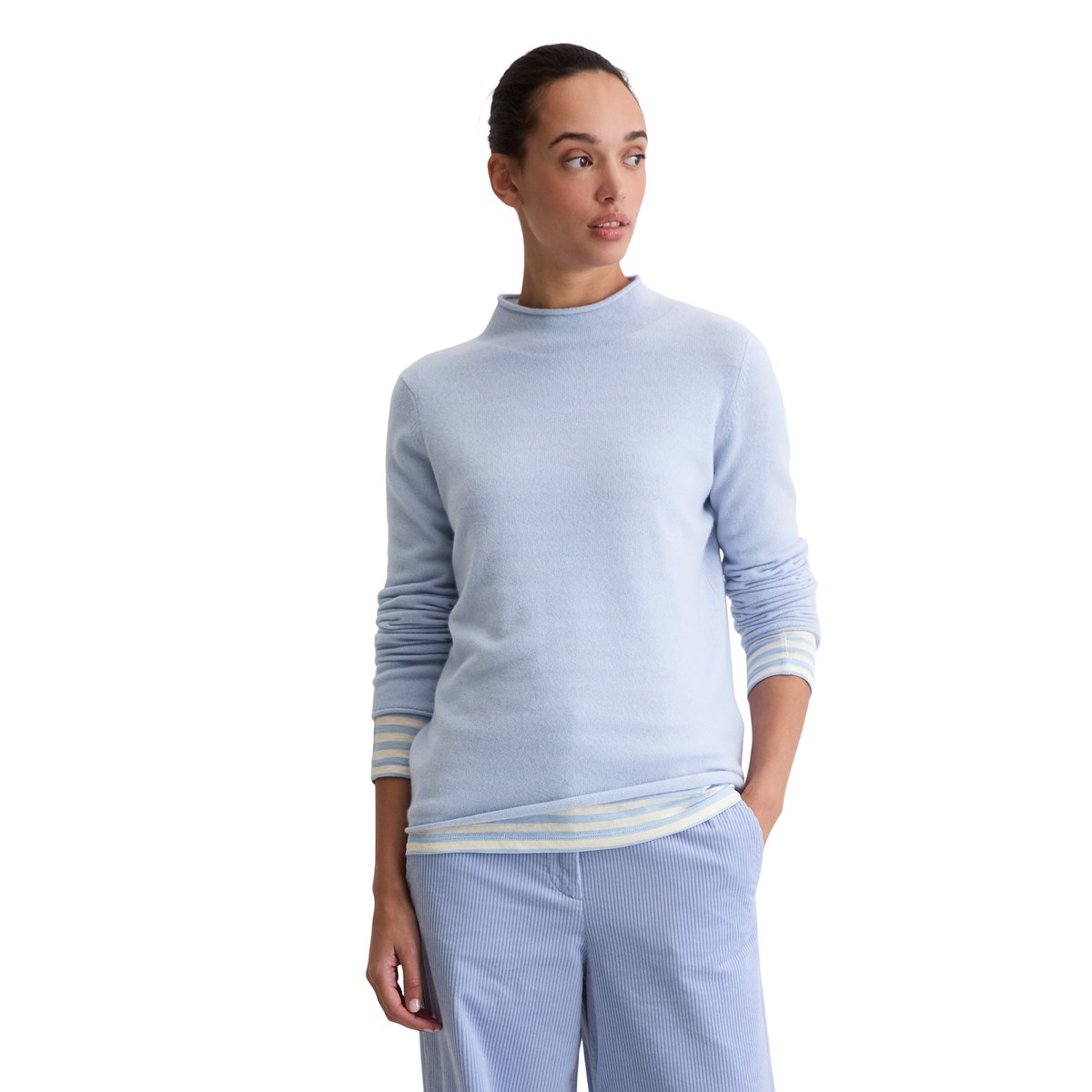 Pull en cachemire regular avec un grand confort de port bleu clair, MARC O'POLO