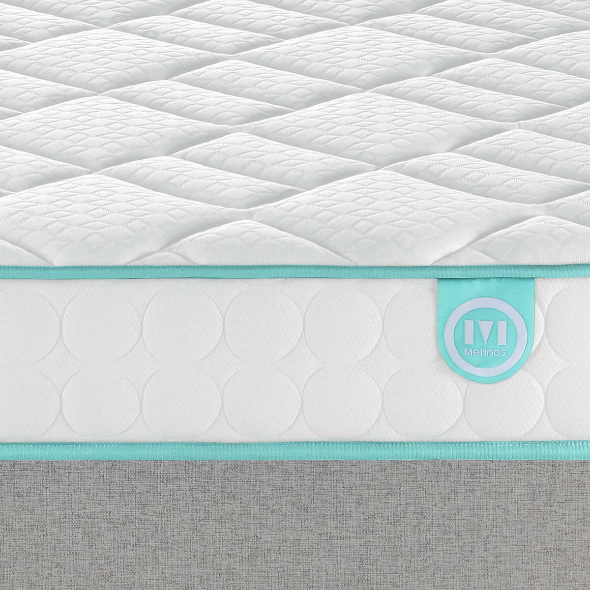 Ensemble matelas mousse, soutien ferme et sommier, LE TOUT TRANQUILLE chiné gris clair, MERINOS