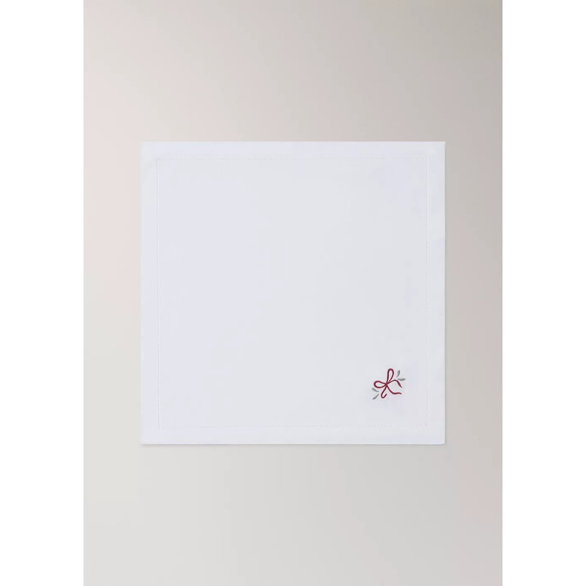Lot de 2 serviettes en lin avec broderie blanc cassé, MANGO HOME