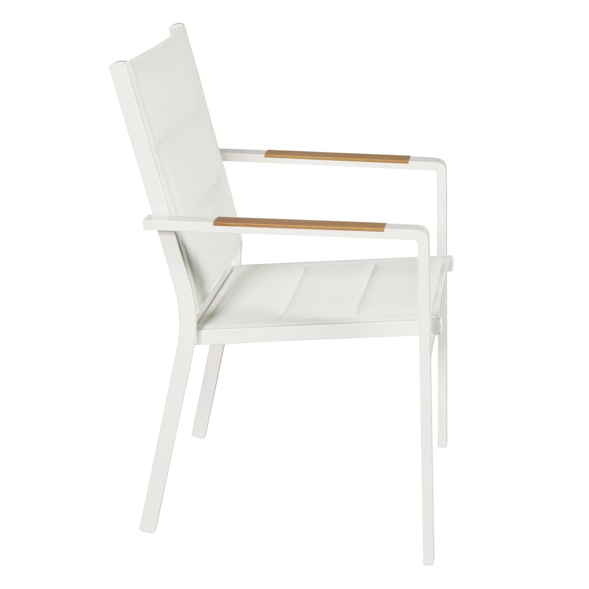 Chaise de jardin en aluminium et textilène avec accoudoirs - Lot de 2, CIOTAT blanc, OVIALA