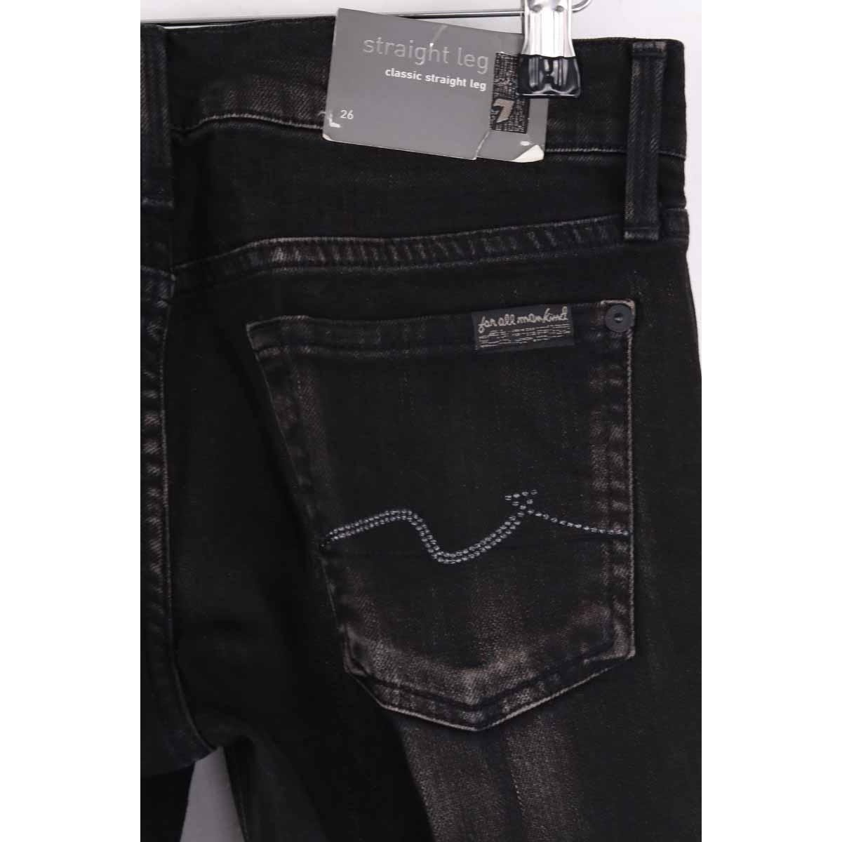 Jean droit - Très Bon État noir, 7 FOR ALL MANKIND