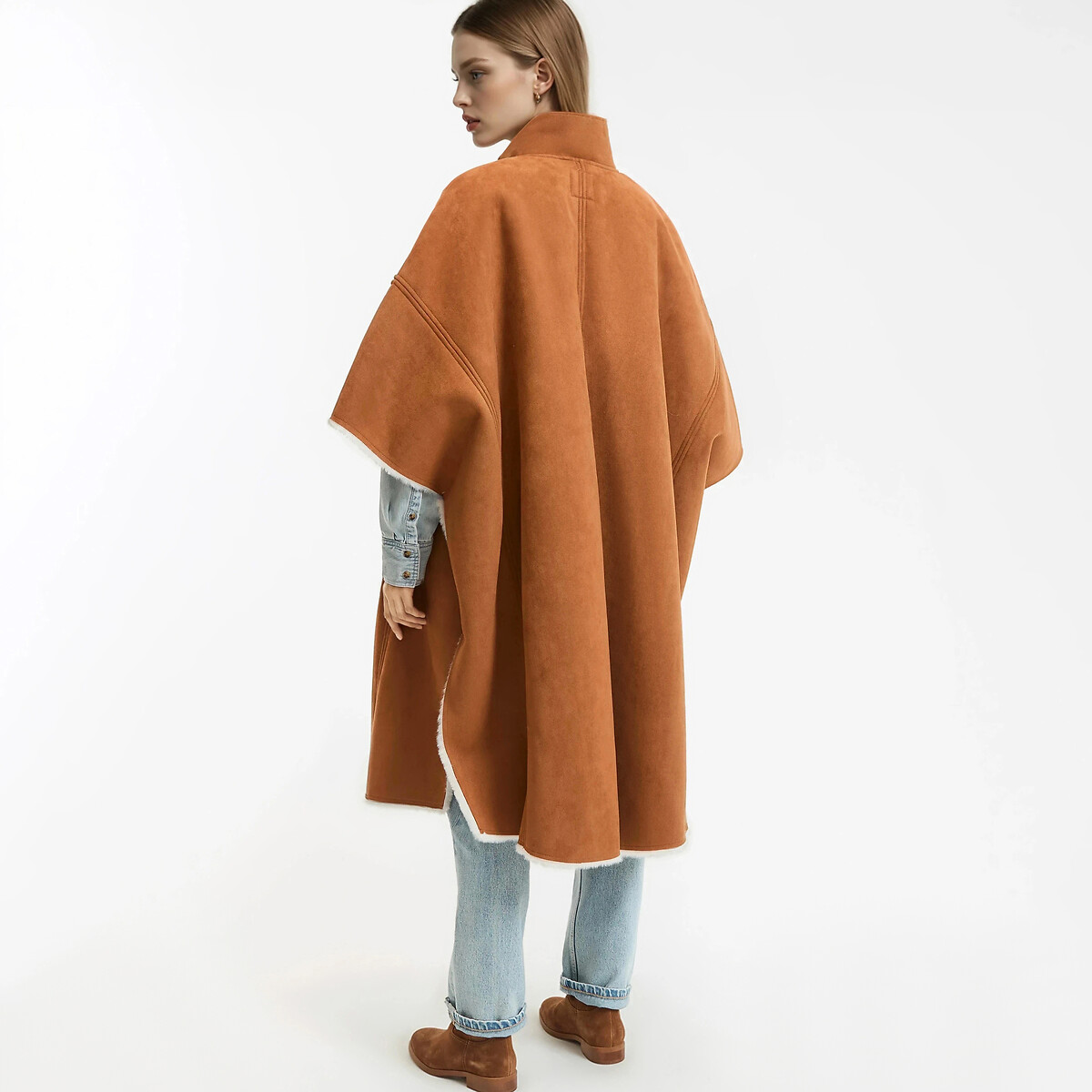 Long Buttoned Winter Cape camel brown, LA REDOUTE COLLECTIONS