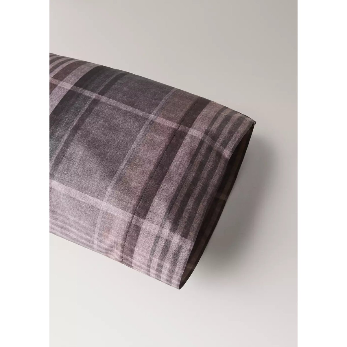 Taie d'oreiller percale de coton carreaux multicolores 45x110 cm marron, MANGO HOME