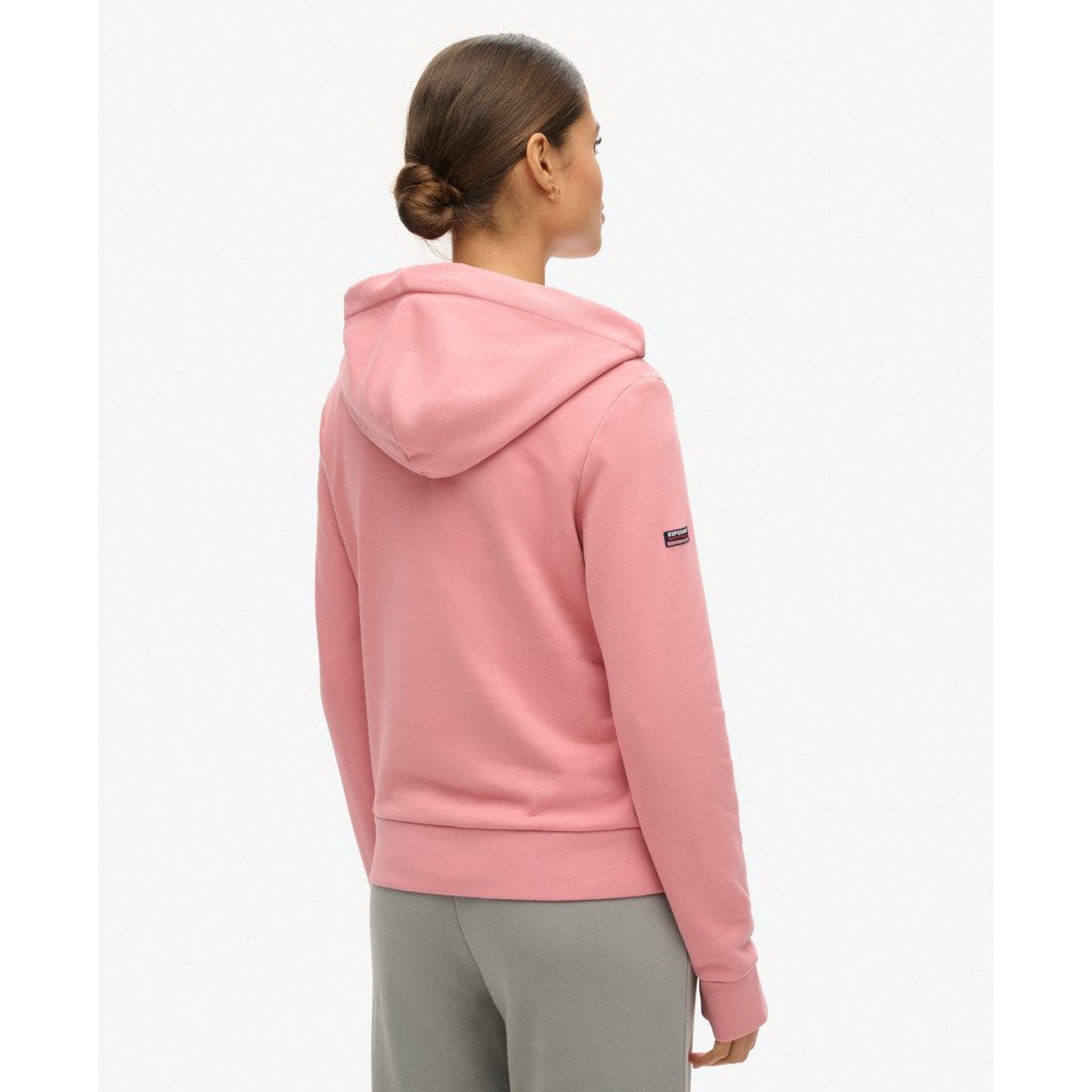 Sweat à capuche uni rose fumé, SUPERDRY