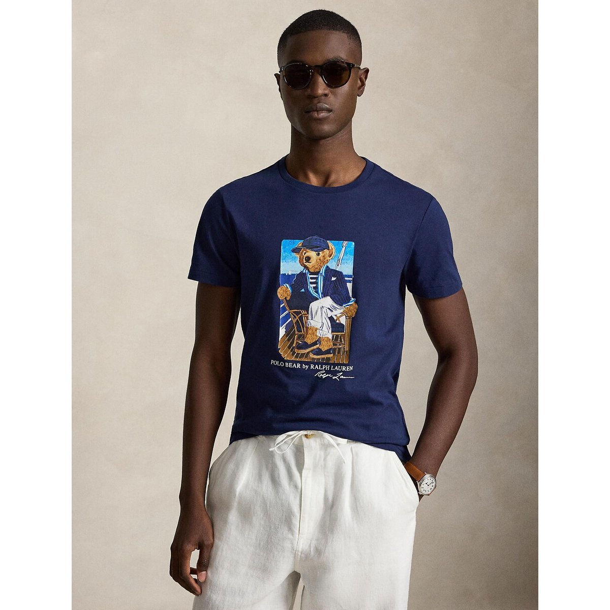 T-shirt de manga curta, BEAR, CUSTOM SLIM FIT marinho, POLO RALPH LAUREN