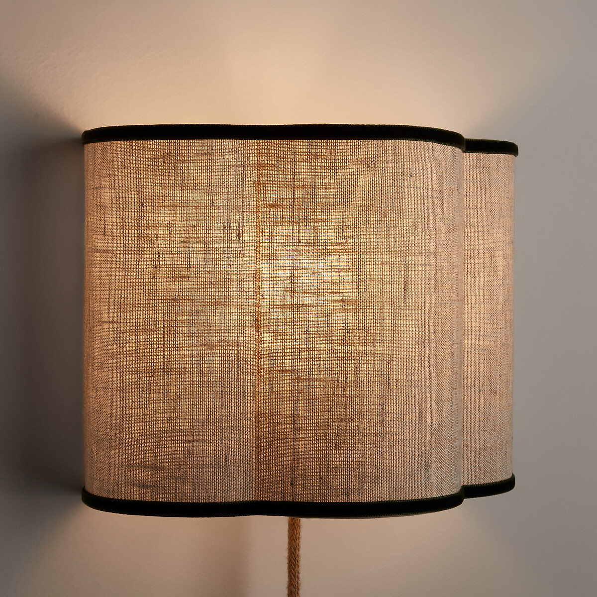 Thade Linen/Velvet Wall Light natural linen/green, LA REDOUTE INTERIEURS