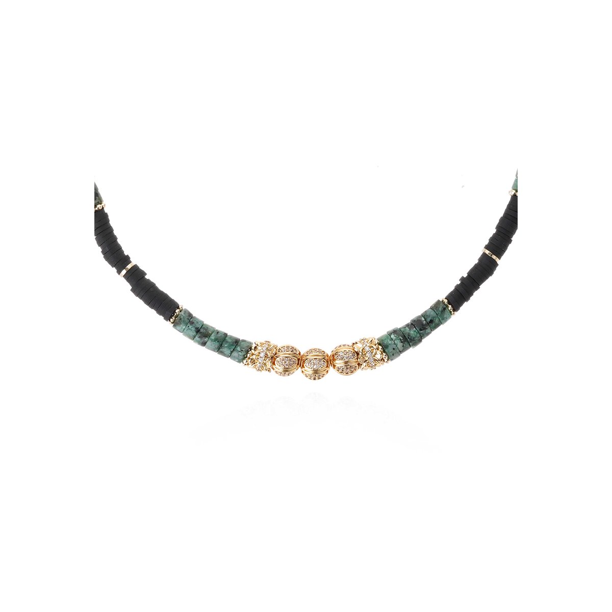 Collier perles rondelles VINZE noir, HIPANEMA