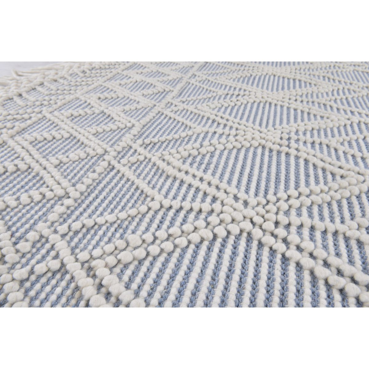 Tapis de salon en style scandinave - COLORED MACRAMÉ bleu, TOM TAILOR