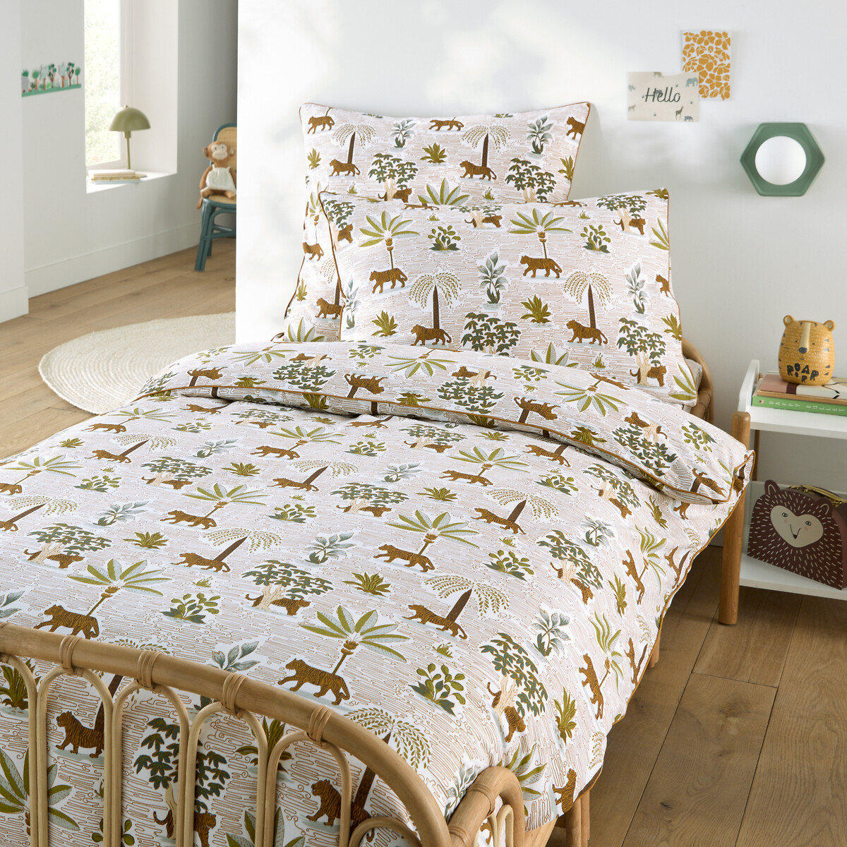 Housse de couette enfant, en coton lavé, imprimé jungle, WILA imprimé animal, LA REDOUTE INTERIEURS