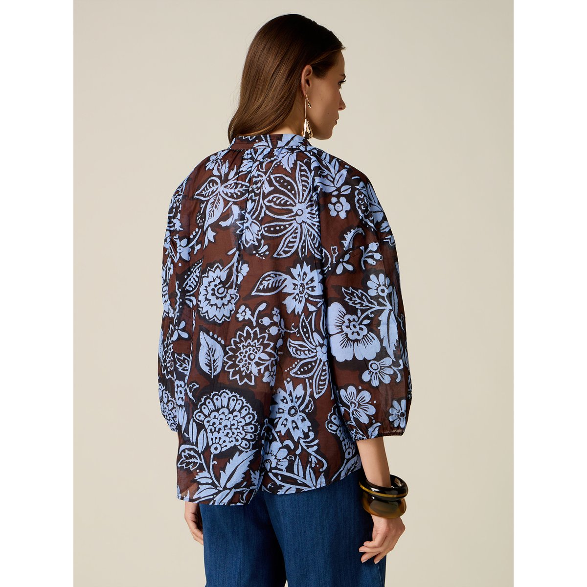 Chemise fantaisie marron, OLTRE