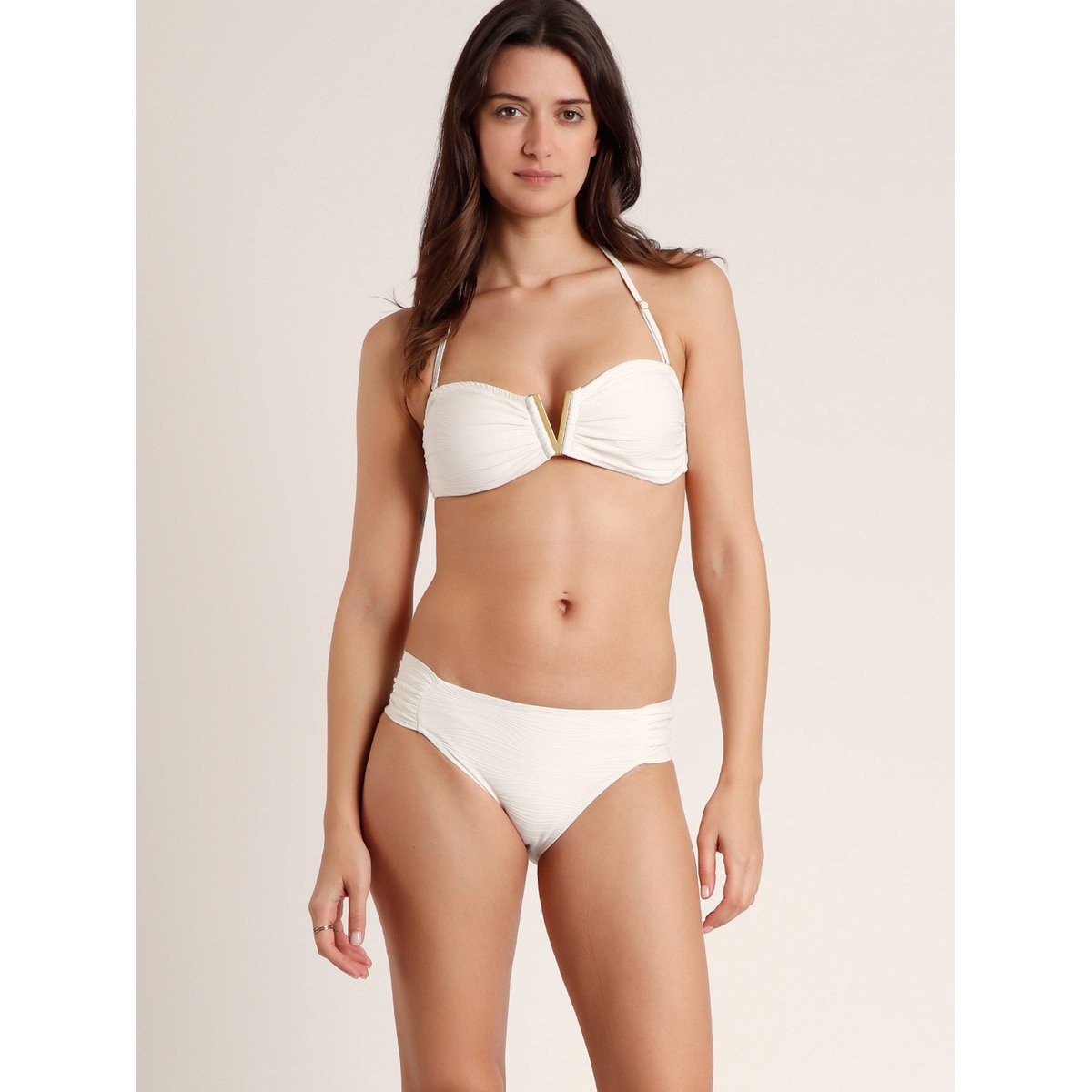 Ensemble 2 pièces bikini bandeau Waves blanc, ADMAS