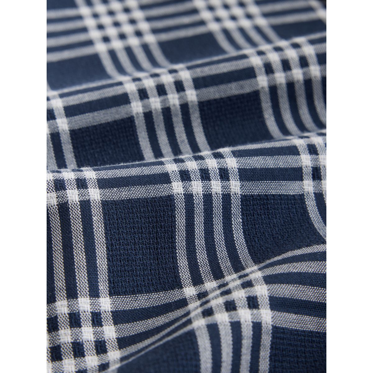 Pyjama boutonné à carreaux et manches longues bleu marine, NEXT