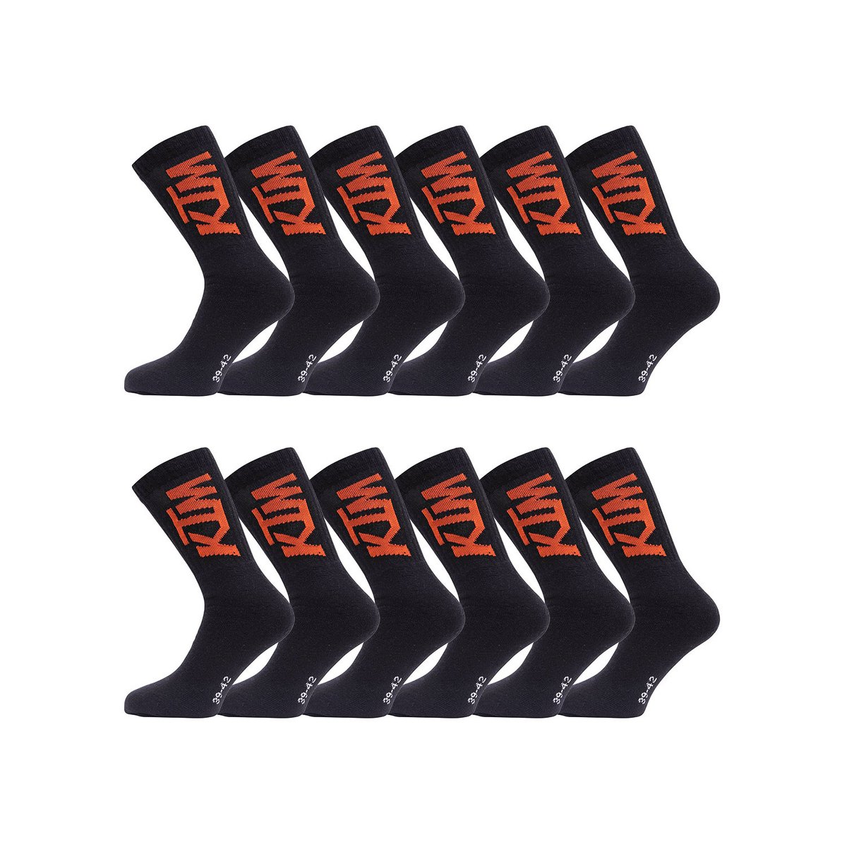 Lot De 12 Chaussettes Coton noir/orange, FREEGUN