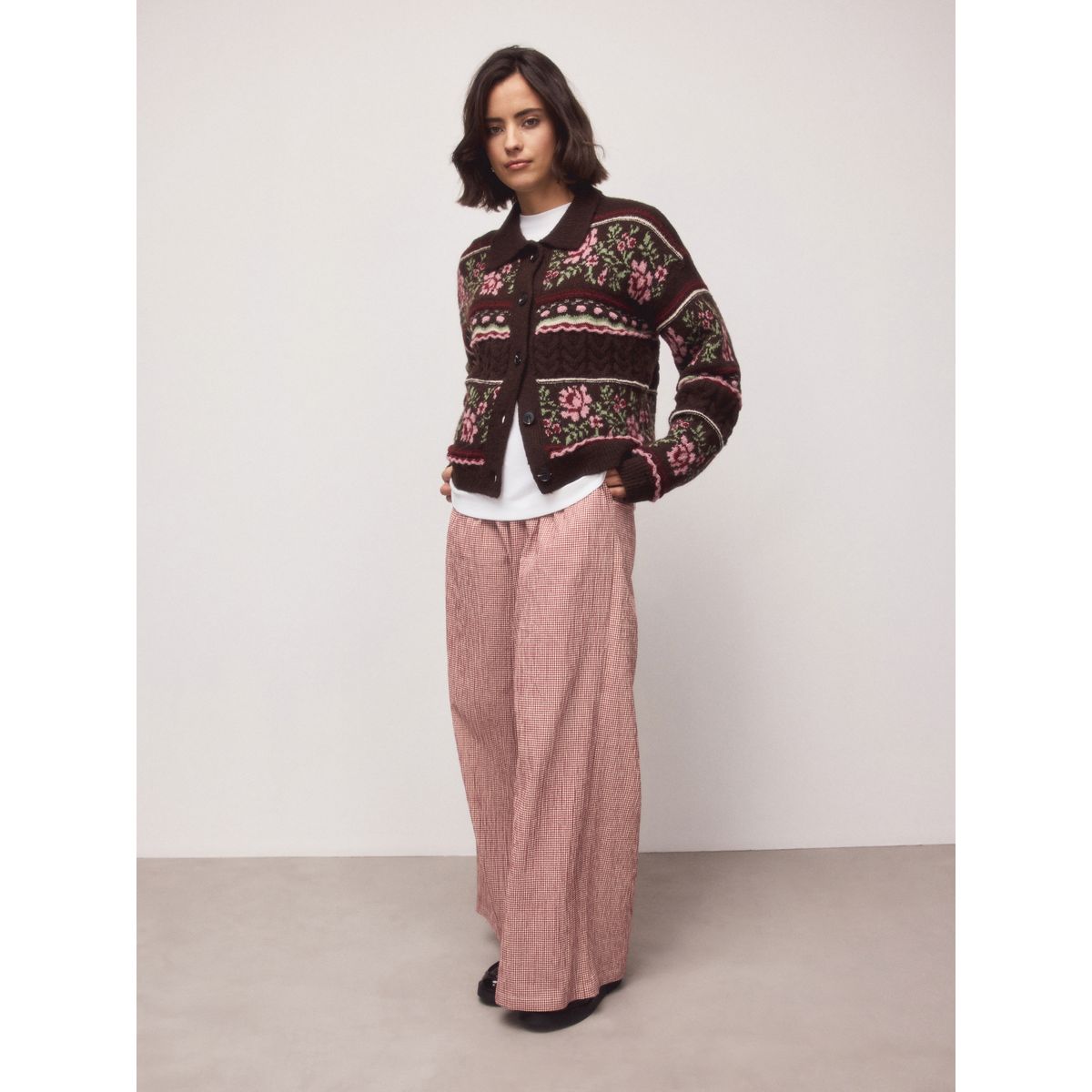 Pantalon large vichy rouge, NEXT