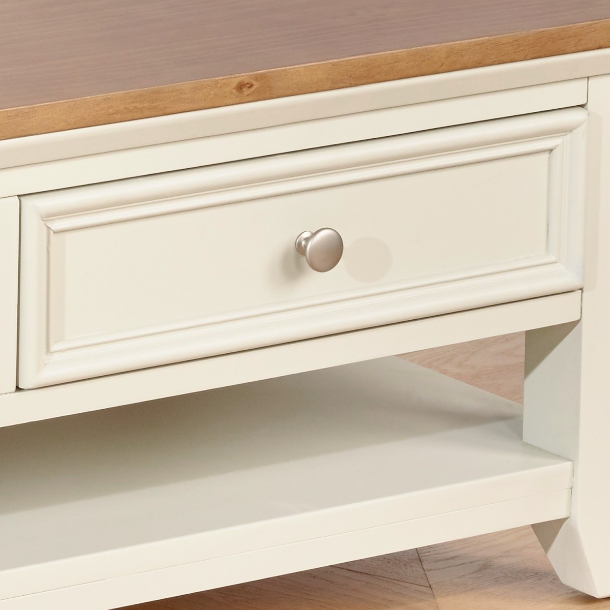 Table basse rectangulaire style contemporain, double plateau, 4 tiroirs ARCHER blanc, ROBIN DES BOIS