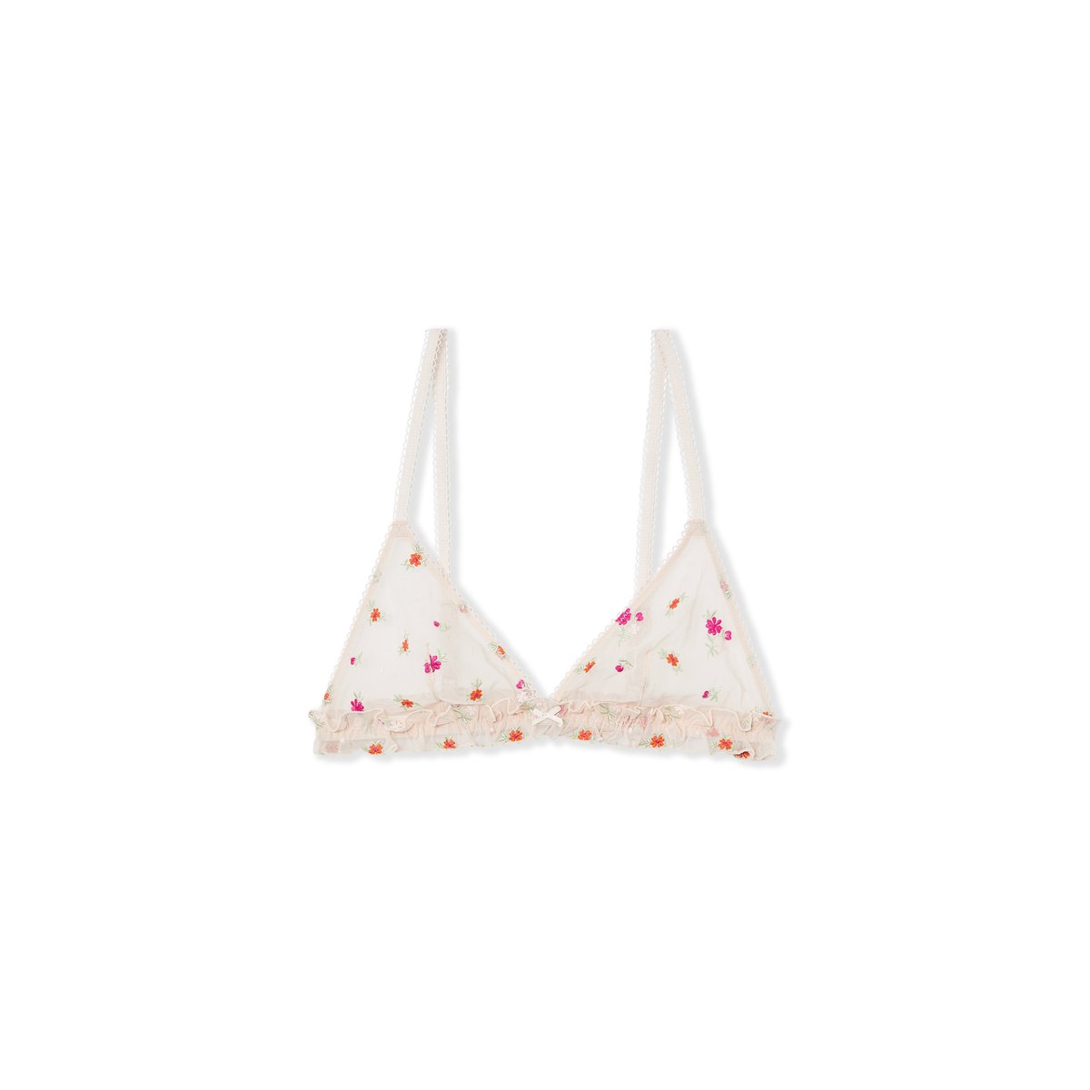 Soutien-gorge triangle avec broderie à motifs FREESIA imp fond rose, ETAM