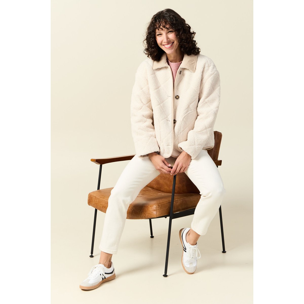 Blouson bouclette creme, BONOBO