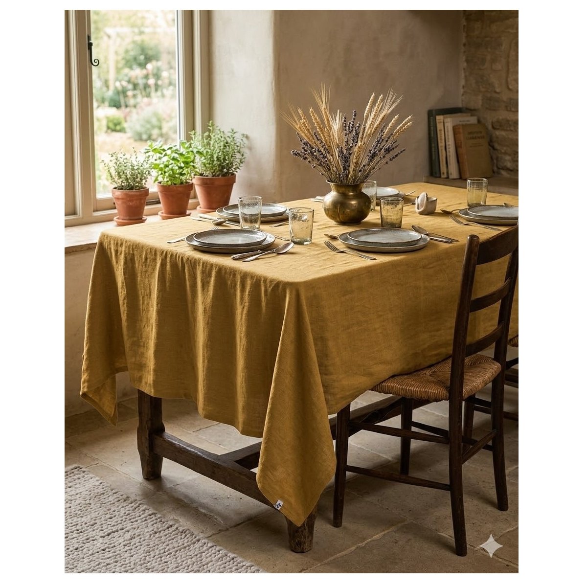 Nappe rectangle en lin Collection Soline marron_car, EDEN
