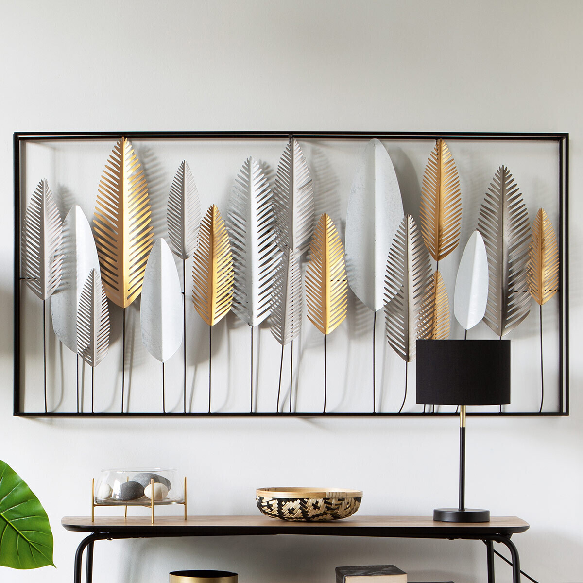 Décoration murale feuilles en métal ARAM multicolore, ATMOSPHERA