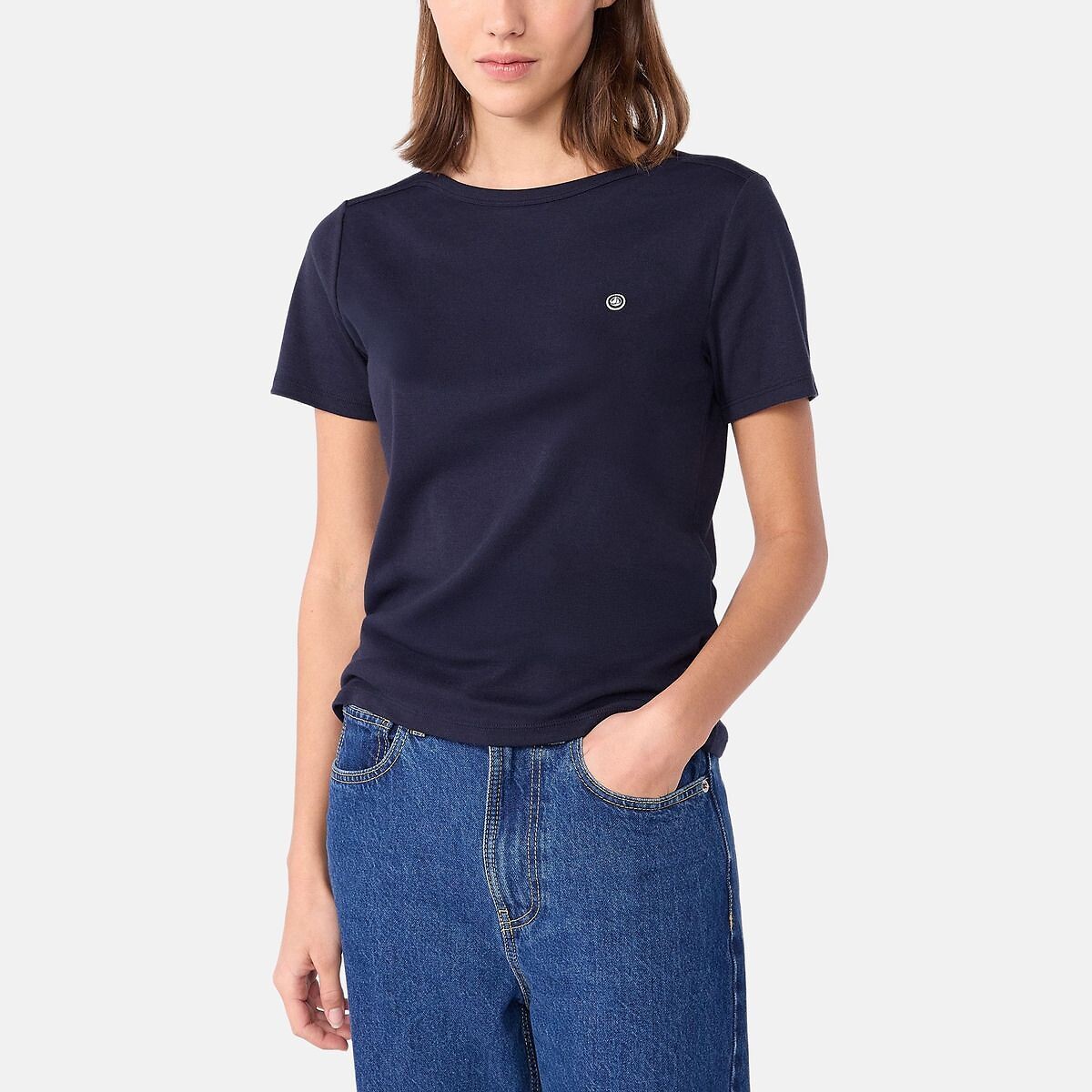 T-shirt col bateau marine, PETIT BATEAU