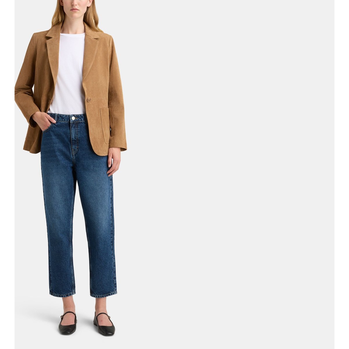 Veste droite fred daim marron, GALERIES LAFAYETTE